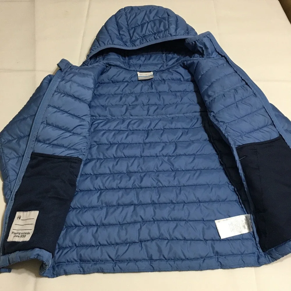 Columbia Puffer Jacket Kids Size S Blue Hooded Quilted Full Zip